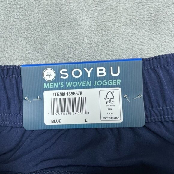 Mens Navy Blue Stretch Jogger Pants By Soybu Large a0339 - Picture 2 of 6